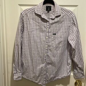 Faconnable purple gingham oversized long sleeve shirt